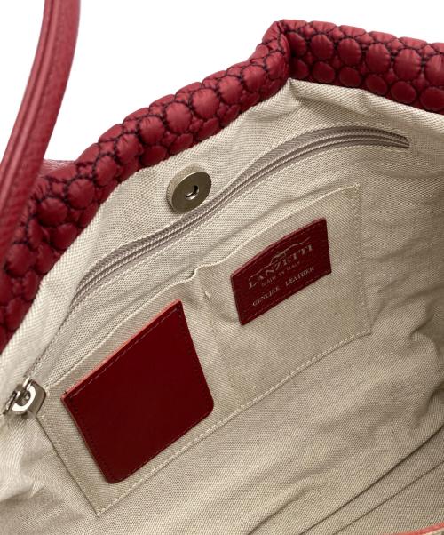LANZETTI（ランゼッティー）LANZETTI (ランゼッティー) キルトハンドバッグ レッドの古着・服飾アイテム