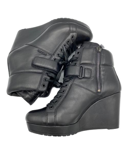 PRADA（プラダ）PRADA (プラダ) Nappa Aviator Black Wedge Boots ブラック サイズ:24.5cmの古着・服飾アイテム