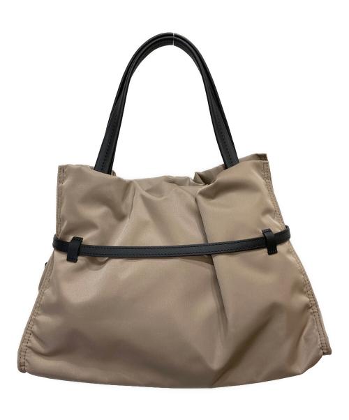 VIOLAd'ORO（ヴィオラドーロ）VIOLAd'ORO (ヴィオラドーロ) BIANCA ナイロンドロストトートバッグ ベージュ×ブラックの古着・服飾アイテム