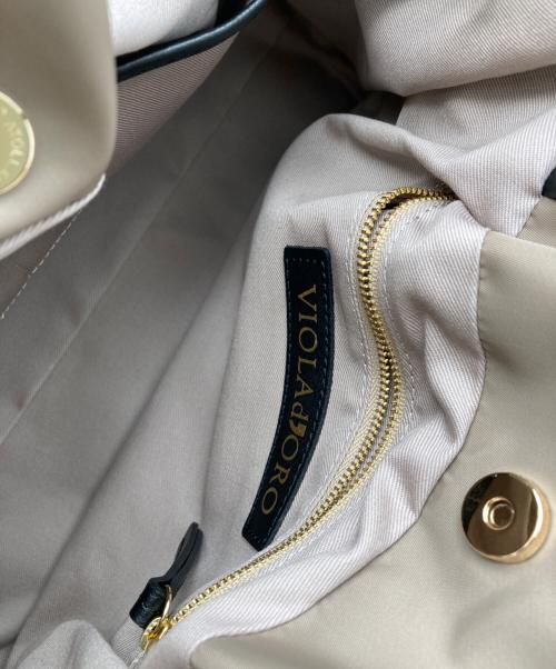 VIOLAd'ORO（ヴィオラドーロ）VIOLAd'ORO (ヴィオラドーロ) BIANCA ナイロンドロストトートバッグ ベージュ×ブラックの古着・服飾アイテム