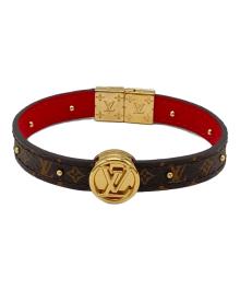 LOUIS VUITTON（ルイ ヴィトン）の古着「モノグラム ブラスレ LVサークル リバーシブル」｜ブラウン×レッド