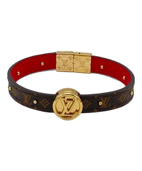 LOUIS VUITTON（ルイ ヴィトン）LOUIS VUITTON (ルイ ヴィトン) モノグラム ブラスレ LVサークル リバーシブル ブラウン×レッドの古着・服飾アイテム