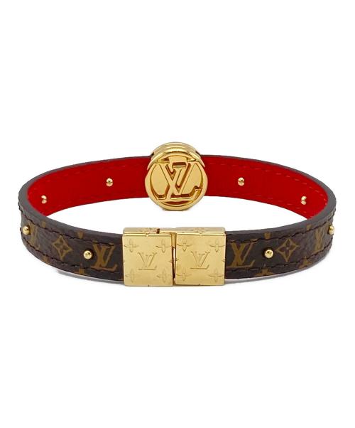 LOUIS VUITTON（ルイ ヴィトン）LOUIS VUITTON (ルイ ヴィトン) モノグラム ブラスレ LVサークル リバーシブル ブラウン×レッドの古着・服飾アイテム