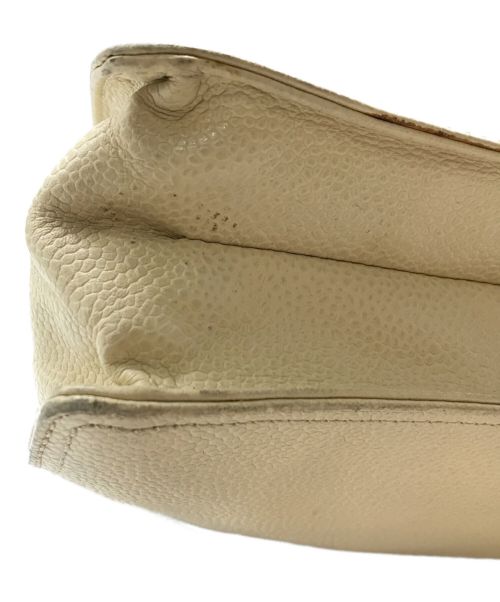 CHANEL（シャネル）CHANEL (シャネル) ウッドハンドルココマークレザーハンドバッグ ブティックシール有  アイボリーの古着・服飾アイテム