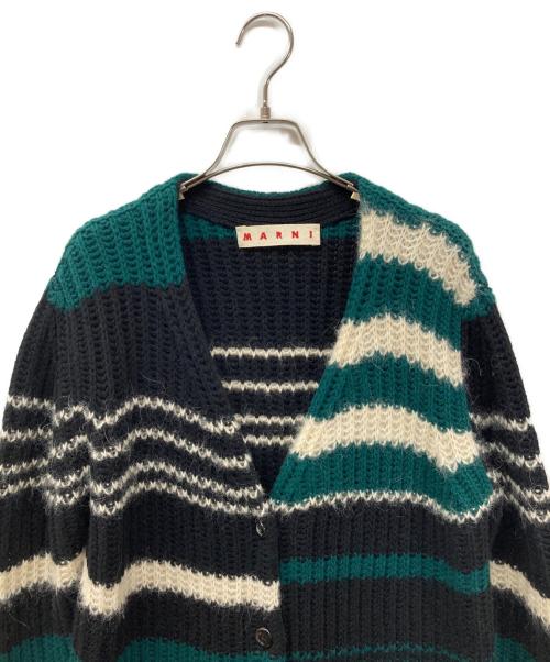 MARNI（マルニ）MARNI (マルニ) アルパカ混ロングカーディガン CDMD0152Q0 グリーン×ブラック サイズ:38の古着・服飾アイテム