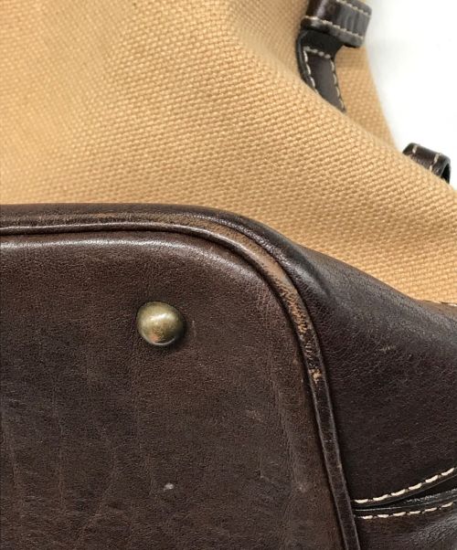 土屋鞄（ツチヤカバン）土屋鞄 (ツチヤカバン) レザーキャンバスコンビショルダーバッグ ブラウン×ベージュの古着・服飾アイテム