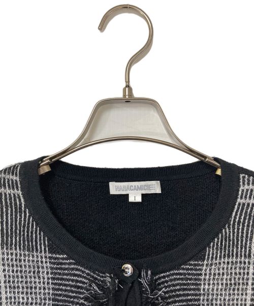 NARA CAMICIE（ナラカミーチェ）NARA CAMICIE (ナラカミーチェ) チェックジャカードクルーカーディガン NARA CAMICIE ナラカミーチェ 30-82-11-309 F0N-18A-302 ブラック サイズ:1の古着・服飾アイテム