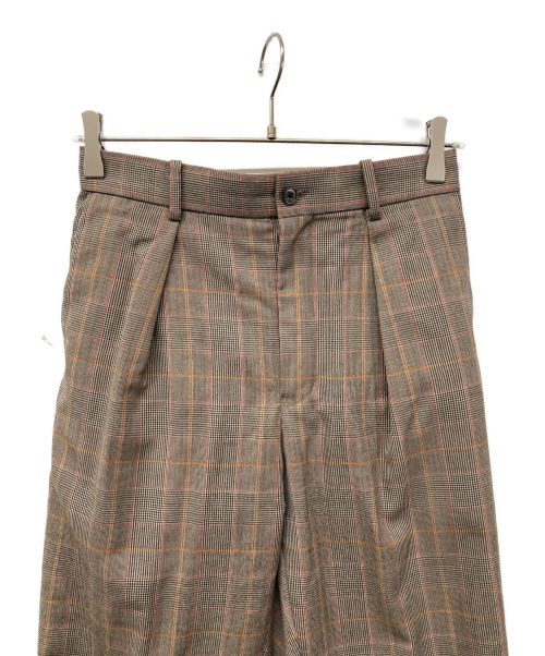 MARKAWARE（マーカウェア）MARKAWARE (マーカウェア) FRONT PLEATS PEGTOP BROWN CHECK フロントプリーツ ペグトップパンツ テーパードパンツ A19D-01PT01C ブラウン サイズ:1の古着・服飾アイテム