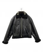 BALENCIAGAバレンシアガ）の古着「17AW シアリングボンバージャケット ラムレザージャケット クラック加工 ムートンジャケット ガーメントケース付 534874」｜ブラック
