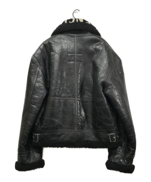 BALENCIAGA（バレンシアガ）BALENCIAGA (バレンシアガ) 17AW シアリングボンバージャケット ラムレザージャケット クラック加工 ムートンジャケット ガーメントケース付 534874 ブラック サイズ:48の古着・服飾アイテム