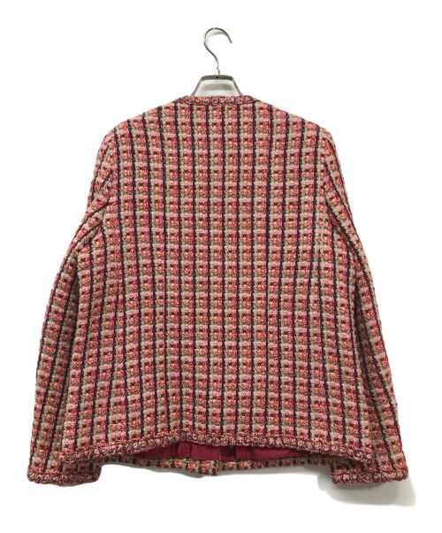 CHANEL（シャネル）CHANEL (シャネル) ツイードノーカラージャケット CHANEL シャネル フランス製 02P  シャネルツイード P19135V11057 レッド サイズ:46の古着・服飾アイテム
