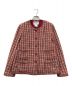 CHANEL（シャネル）の古着「ツイードノーカラージャケット CHANEL シャネル フランス製 02P  シャネルツイード P19135V11057」｜レッド