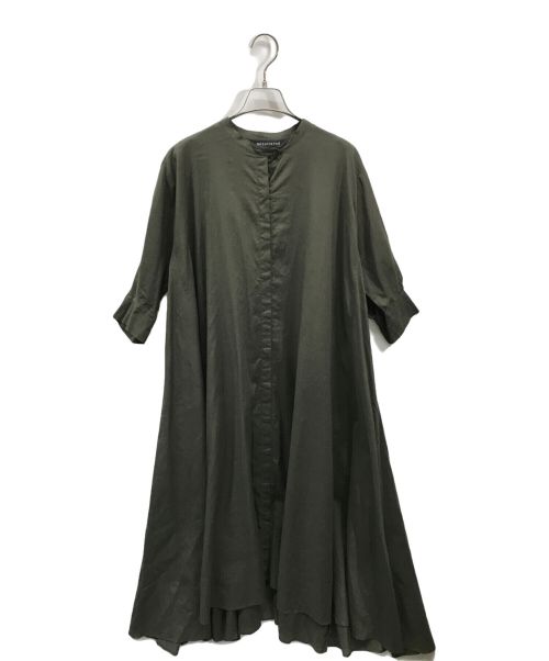 mizuiro-ind（ミズイロインド）mizuiro-ind (ミズイロインド) ワンピース mizuiro-ind ミズイロインド シャツワンピース 比翼仕立て バンドカラー 日本製 オリーブ サイズ:FREEの古着・服飾アイテム