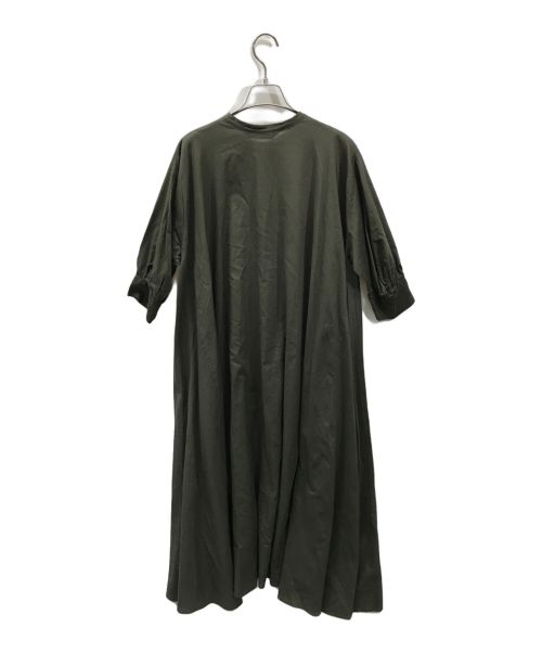 mizuiro-ind（ミズイロインド）mizuiro-ind (ミズイロインド) ワンピース mizuiro-ind ミズイロインド シャツワンピース 比翼仕立て バンドカラー 日本製 オリーブ サイズ:FREEの古着・服飾アイテム