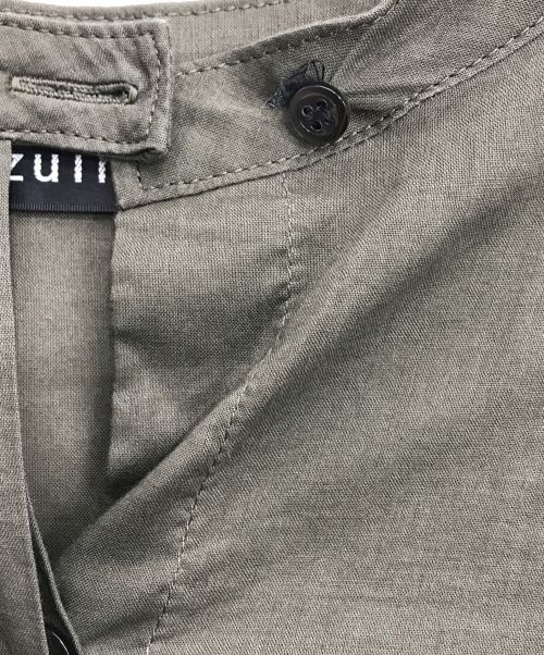 mizuiro-ind（ミズイロインド）mizuiro-ind (ミズイロインド) ワンピース mizuiro-ind ミズイロインド シャツワンピース 比翼仕立て バンドカラー 日本製 オリーブ サイズ:FREEの古着・服飾アイテム