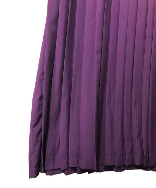 LE CIEL BLEU（ルシェルブルー）LE CIEL BLEU (ルシェルブルー) drop waist pleated dress ドロップウエストプリーテッドドレス LE CIEL BLEU ルシェルブルー ボウタイ 21A65315 パープル サイズ:36の古着・服飾アイテム