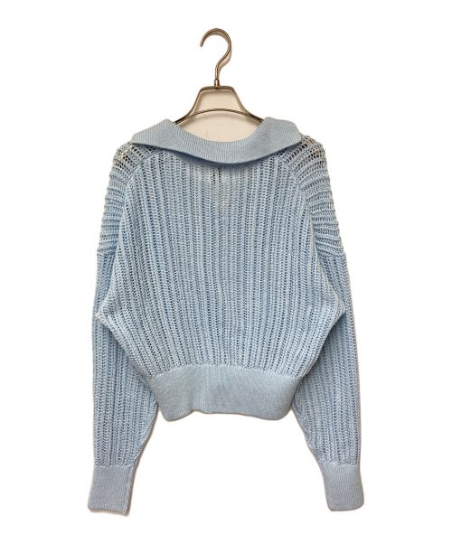 Spick and Span（スピックアンドスパン）Spick and Span (スピックアンドスパン) リリヤーン透かし編み柄ポロニット Spick and Span スピックアンドスパン スキッパー 日本製 24080200517010 ブルー サイズ:FREEの古着・服飾アイテム