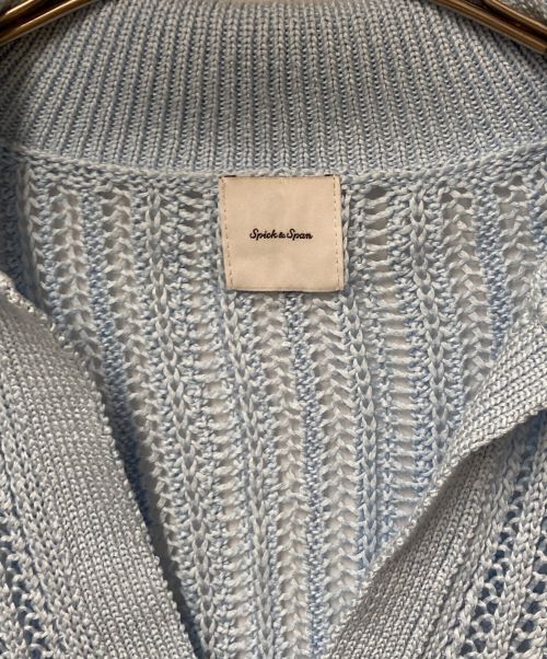 Spick and Span（スピックアンドスパン）Spick and Span (スピックアンドスパン) リリヤーン透かし編み柄ポロニット Spick and Span スピックアンドスパン スキッパー 日本製 24080200517010 ブルー サイズ:FREEの古着・服飾アイテム