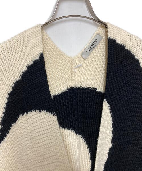 VALENTINO（ヴァレンティノ）VALENTINO (ヴァレンティノ) バイカラーロングカーディガン VALENTINO ヴァレンティノ モノトーン イタリア製 SB3KSA004QR ブラック×アイボリー サイズ:XSの古着・服飾アイテム