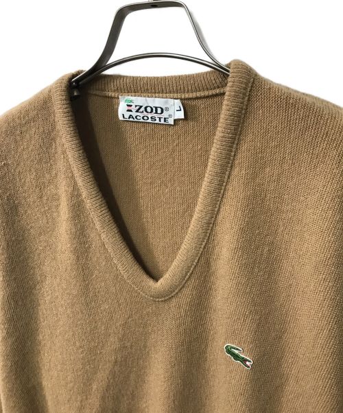 IZOD LACOSTE（アイゾッド ラコステ）IZOD LACOSTE (アイゾッド ラコステ) Vネックニット IZOD LACOSTE アイゾッド ラコステ ニットプルオーバー ブラウン サイズ:Lの古着・服飾アイテム