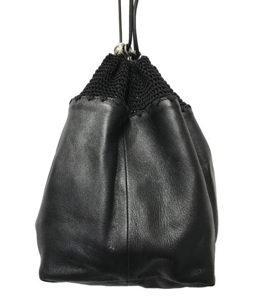 JIL SANDER（ジルサンダー）JIL SANDER (ジルサンダー) ドローストリングショルダーバッグ/クロスボディ レザー巾着バッグ/JSPR853437/JIL SANDER/ブラック/イタリア製 ブラックの古着・服飾アイテム
