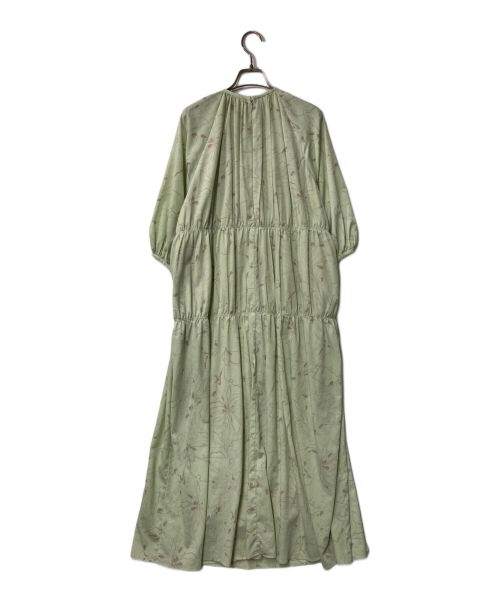 CLANE（クラネ）CLANE (クラネ) LINE FLOWER OP ラインフラワーワンピース CLANE クラネ 花柄 総柄 ラグラン ギャザー ティアード 18112-5361 グリーン サイズ:1の古着・服飾アイテム