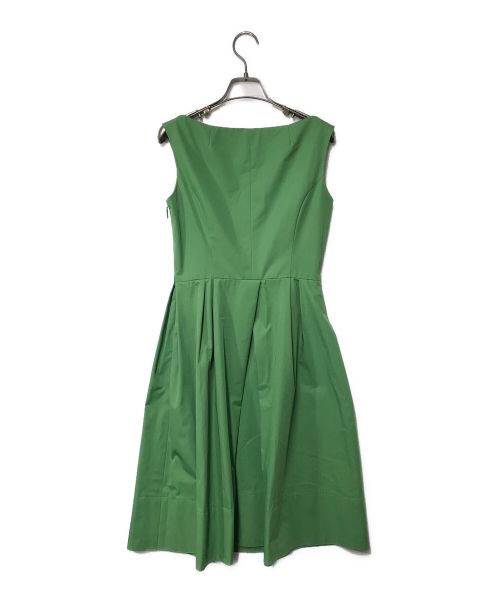 Rene basic（ルネベーシック）Rene basic (ルネベーシック) ノースリーブワンピース Rene basic ルネベーシック タック プリーツ ウエスト切り替え 日本製 5336050 グリーン サイズ:34の古着・服飾アイテム