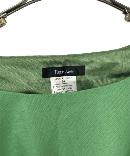 Rene basic（ルネベーシック）Rene basic (ルネベーシック) ノースリーブワンピース Rene basic ルネベーシック タック プリーツ ウエスト切り替え 日本製 5336050 グリーン サイズ:34の古着・服飾アイテム