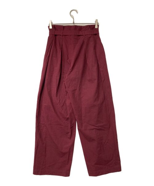 IENA LA BOUCLE（イエナ ラ ブークル）IENA LA BOUCLE 馬布タックオーバーパンツ/ウエストベルトワイドパンツ/24030914118020/IENA LA BOUCLE/イエナ ラ ブークル/Made in JAPAN ボルドー サイズ:38の古着・服飾アイテム