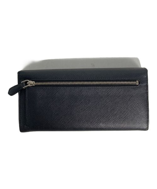 PRADA（プラダ）PRADA (プラダ) サフィアーノ レザー 2つ折り財布/1MH132/長財布/ブラック×ピンク ブラック×ピンクの古着・服飾アイテム