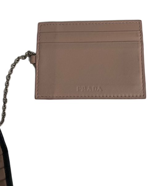 PRADA（プラダ）PRADA (プラダ) サフィアーノ レザー 2つ折り財布/1MH132/長財布/ブラック×ピンク ブラック×ピンクの古着・服飾アイテム