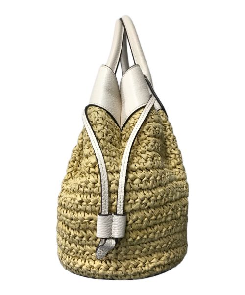 Kate Spade（ケイトスペード）Kate Spade (ケイトスペード) ダンプリング ストロー ラージ サッチェル Kate Spade ケイトスペード 2WAY ベージュの古着・服飾アイテム