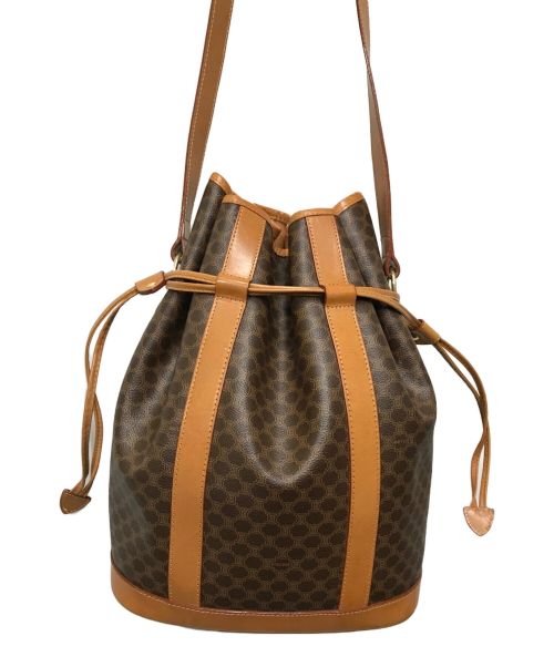 CELINE（セリーヌ）CELINE (セリーヌ) マカダム柄 巾着ショルダーバッグ CELINE セリーヌ OLD CELINE ブラウン AM 06-1 ブラウンの古着・服飾アイテム