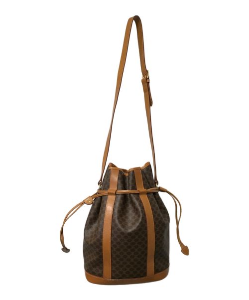 CELINE（セリーヌ）CELINE (セリーヌ) マカダム柄 巾着ショルダーバッグ CELINE セリーヌ OLD CELINE ブラウン AM 06-1 ブラウンの古着・服飾アイテム