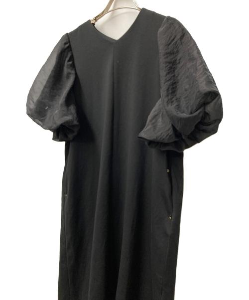HERENCIA（ヘレンチア）HERENCIA (ヘレンチア) Organza puff sleeve A-line dress/オーガンザパフスリーブエーラインドレス ブラック サイズ:FREEの古着・服飾アイテム