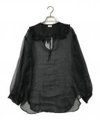 Heriterエリテ）の古着「organdy frill collar blouse オーガンジーフリルカラーブラウス H1-22-3023」｜ブラック