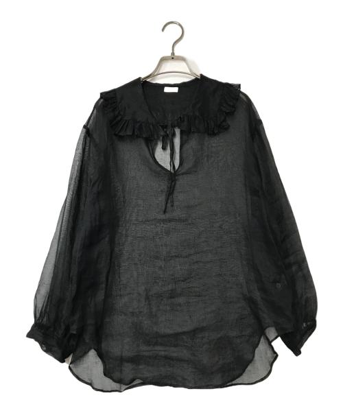Heriter（エリテ）heriter (エリテ) organdy frill collar blouse オーガンジーフリルカラーブラウス H1-22-3023 ブラック サイズ:38の古着・服飾アイテム