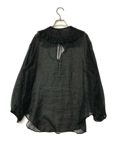 Heriter（エリテ）heriter (エリテ) organdy frill collar blouse オーガンジーフリルカラーブラウス H1-22-3023 ブラック サイズ:38の古着・服飾アイテム