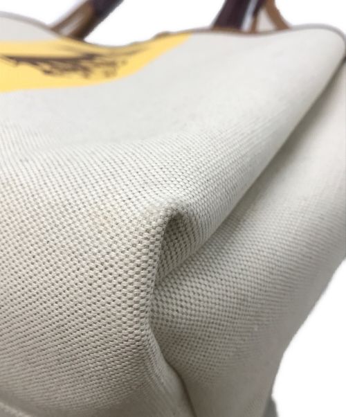 TOD'S（トッズ）TOD'S (トッズ) キャンバスレザートートバッグ TOD'S トッズ ロゴバッグ アイボリー×イエロー×ブラウン CC45 アイボリー×イエローの古着・服飾アイテム