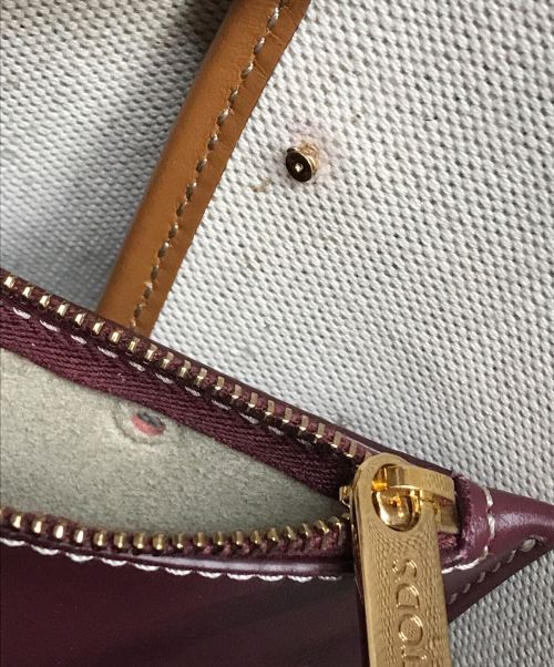 TOD'S（トッズ）TOD'S (トッズ) キャンバスレザートートバッグ TOD'S トッズ ロゴバッグ アイボリー×イエロー×ブラウン CC45 アイボリー×イエローの古着・服飾アイテム