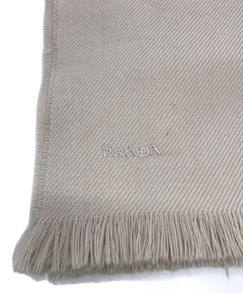 PRADA（プラダ）PRADA (プラダ) ロゴウールマフラー イタリア製  ベージュの古着・服飾アイテム