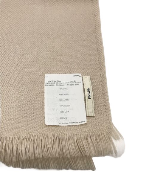 PRADA（プラダ）PRADA (プラダ) ロゴウールマフラー イタリア製  ベージュの古着・服飾アイテム