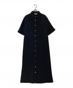 LE CIEL BLEUルシェルブルー）の古着「Pleated Shirt Dress プリーツシャツドレス 23S65308」｜ブラック