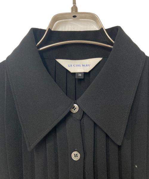LE CIEL BLEU（ルシェルブルー）LE CIEL BLEU (ルシェルブルー) Pleated Shirt Dress プリーツシャツドレス 23S65308 ブラック サイズ:36の古着・服飾アイテム