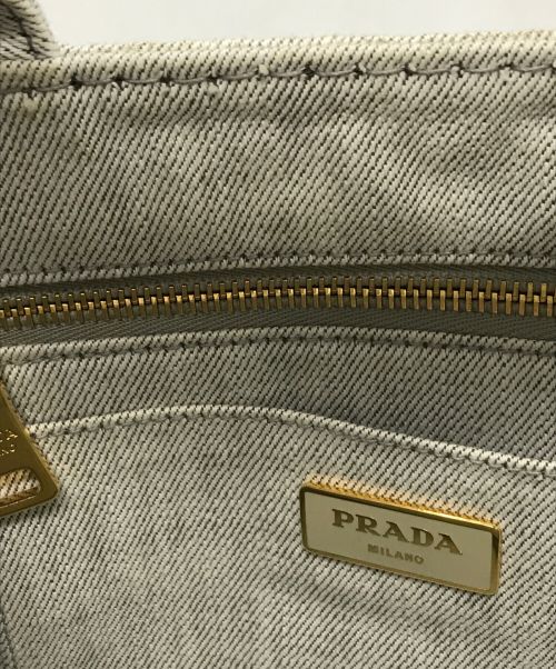 PRADA（プラダ）PRADA (プラダ) 2WAYバッグ PRADA プラダ ハンドバッグ ショルダーバッグ カナパ キャンバス B2439G ホワイトの古着・服飾アイテム