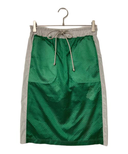 sacai（サカイ）sacai (サカイ) メッシュ切替スカート 14-01998 グリーン×グレー サイズ:2の古着・服飾アイテム