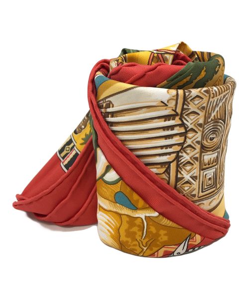 HERMES（エルメス）HERMES (エルメス) カレ90/Au Son du Tam Tam レッドの古着・服飾アイテム