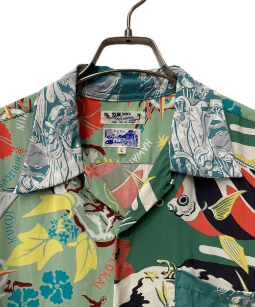 Sun Surf（サンサーフ）Sun Surf (サンサーフ) BEAMS BOY (ビームスボーイ) 別注 ハワイアン クレイジー シャツ グリーン サイズ:Lの古着・服飾アイテム