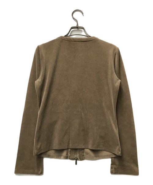 FOXEY NEWYORK（フォクシーニューヨーク）FOXEY NEWYORK (フォクシーニューヨーク) ベロアダブルジップノーカラージャケット ベージュ サイズ:表記なしの古着・服飾アイテム