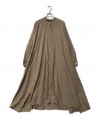 mizuiro-indミズイロインド）の古着「バンドカラーシャツワンピース」｜ブラウン